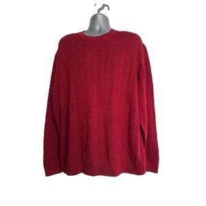 Turnbury Men's Merino Long Sleeve Pullover Sweater 100% Cotton Size XL Burgundy